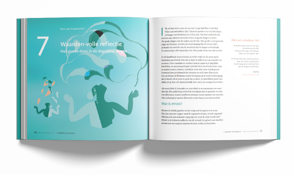 An open spread from the chapter Values-full reflection